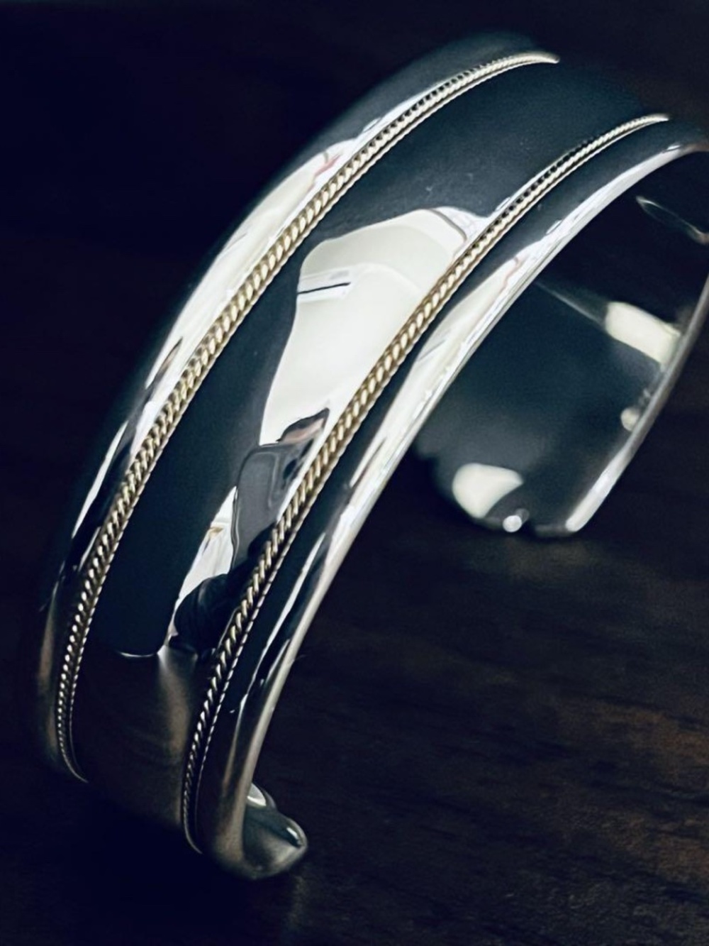 Tiffany & Co. Sterling Silver 18k Yellow Gold Twist Rope Cuff Bracelet
